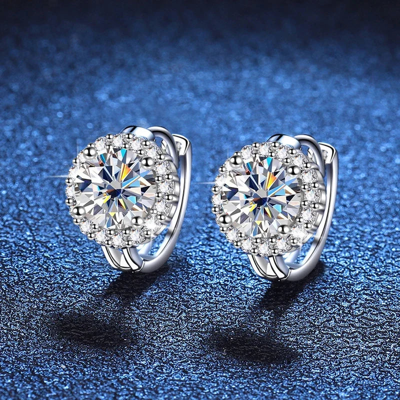 925 Sterling Silver D Color Moissanite Stud Earrings For Women Wedding