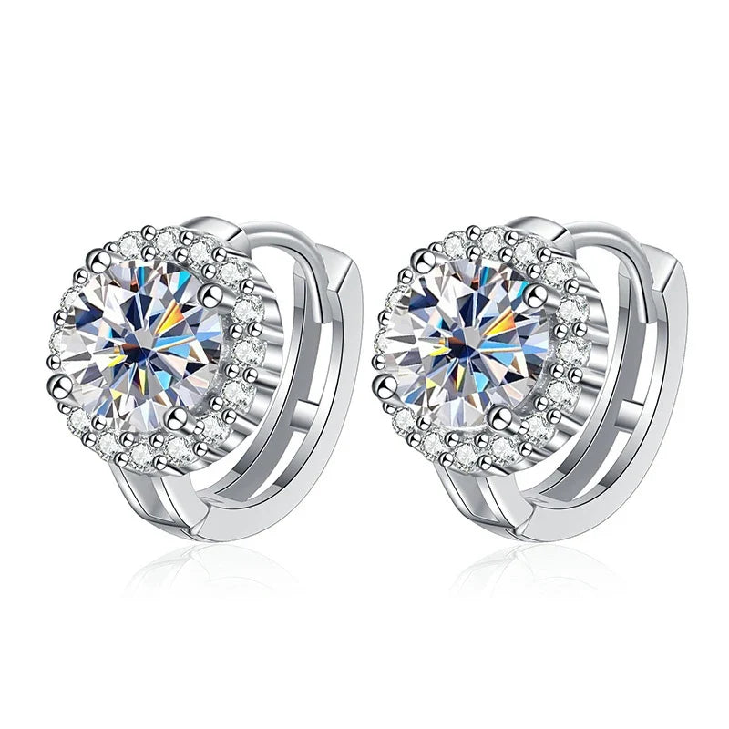 925 Sterling Silver D Color Moissanite Stud Earrings For Women Wedding