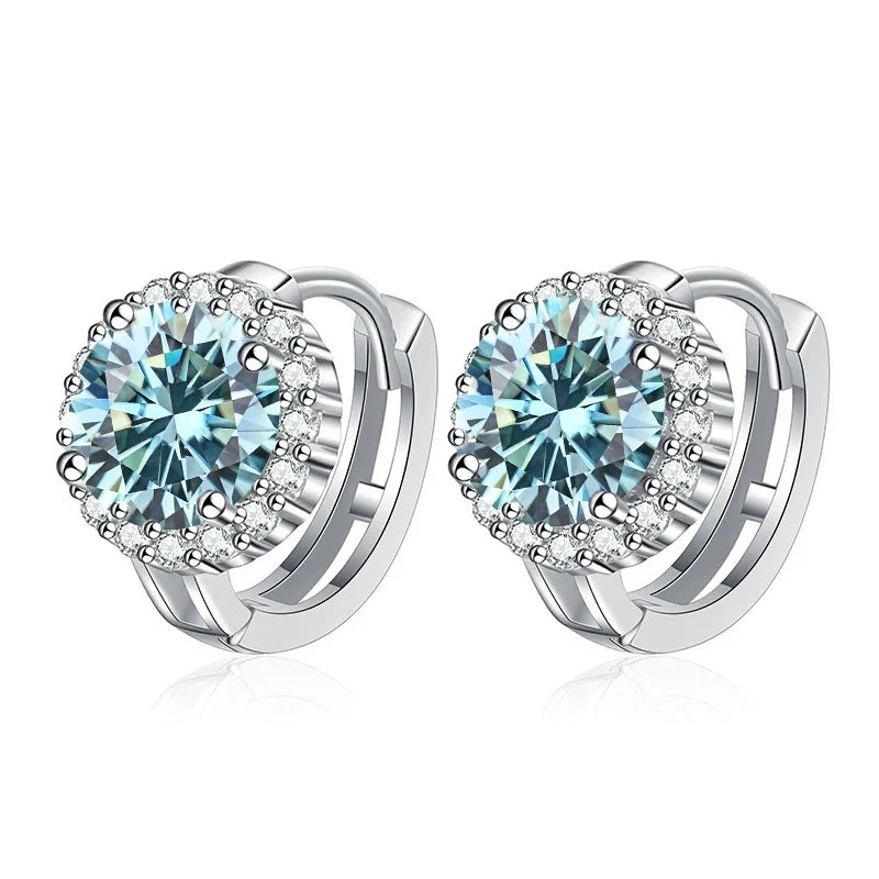 925 Sterling Silver D Color Moissanite Stud Earrings For Women Wedding