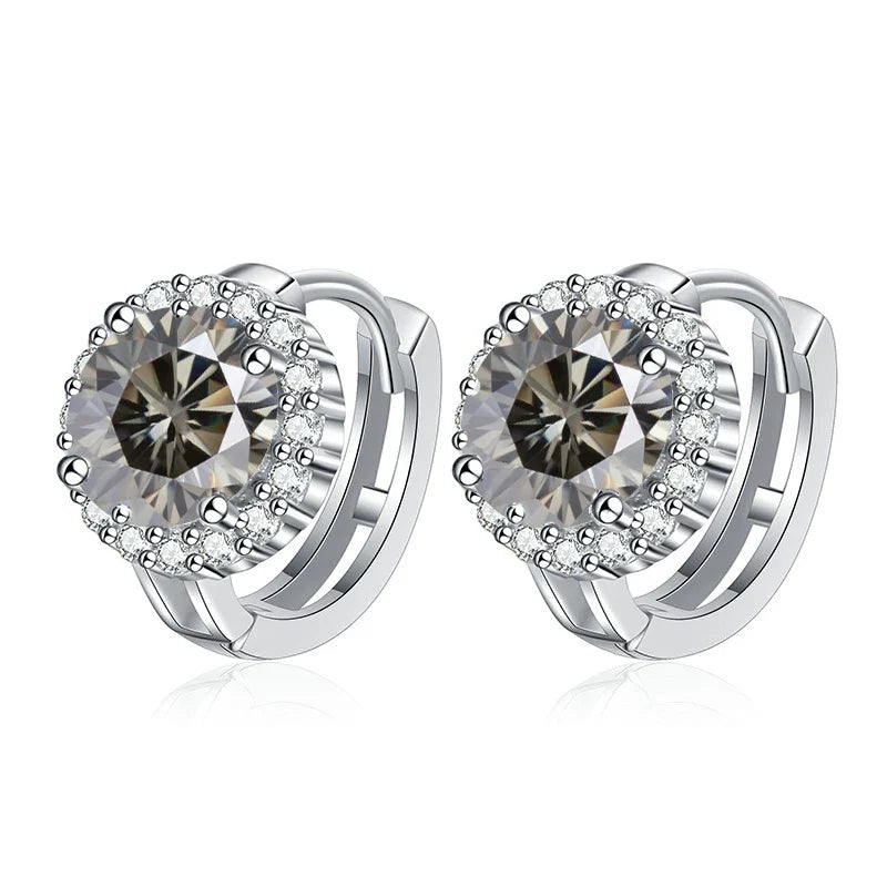 925 Sterling Silver D Color Moissanite Stud Earrings For Women Wedding