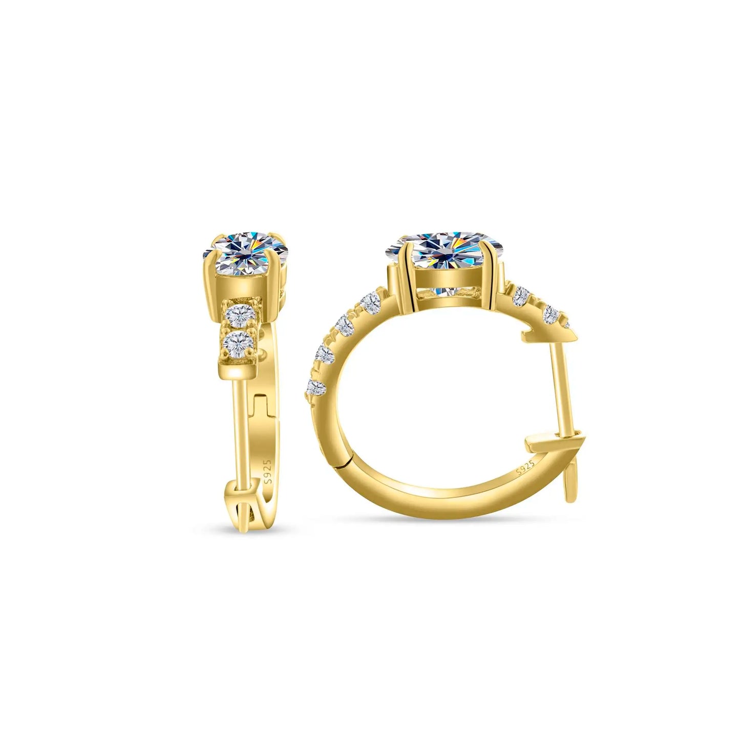 925 Sterling Silver Moissanite 1 Ct Oval Stud Earrings For Women GIA