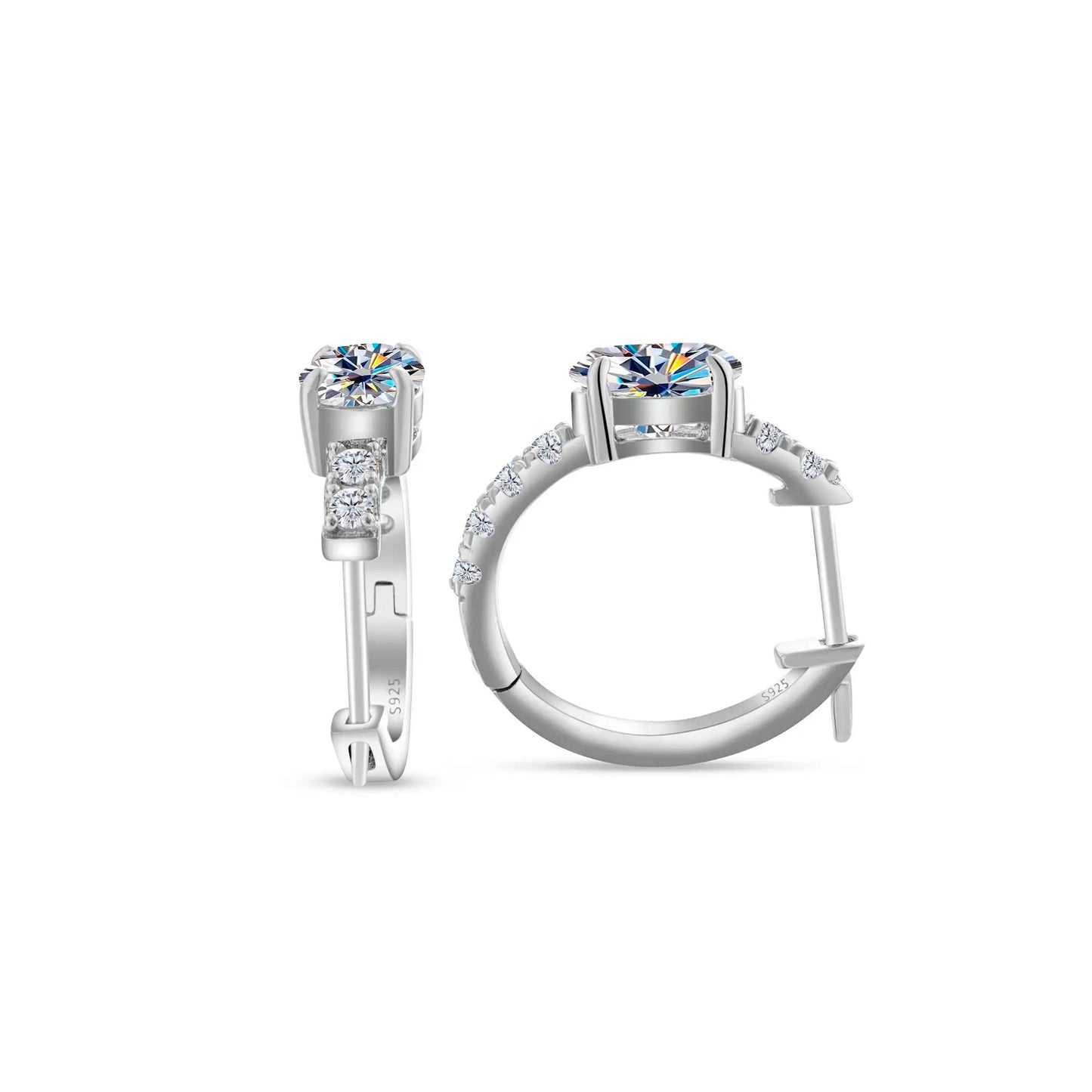 925 Sterling Silver Moissanite 1 Ct Oval Stud Earrings For Women GIA