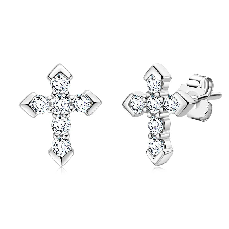 925 Sterling Silver Moissanite Arrow Cross Stud Earrings For Men and Women