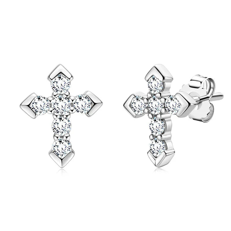 925 Sterling Silver Moissanite Arrow Cross Stud Earrings For Men and Women
