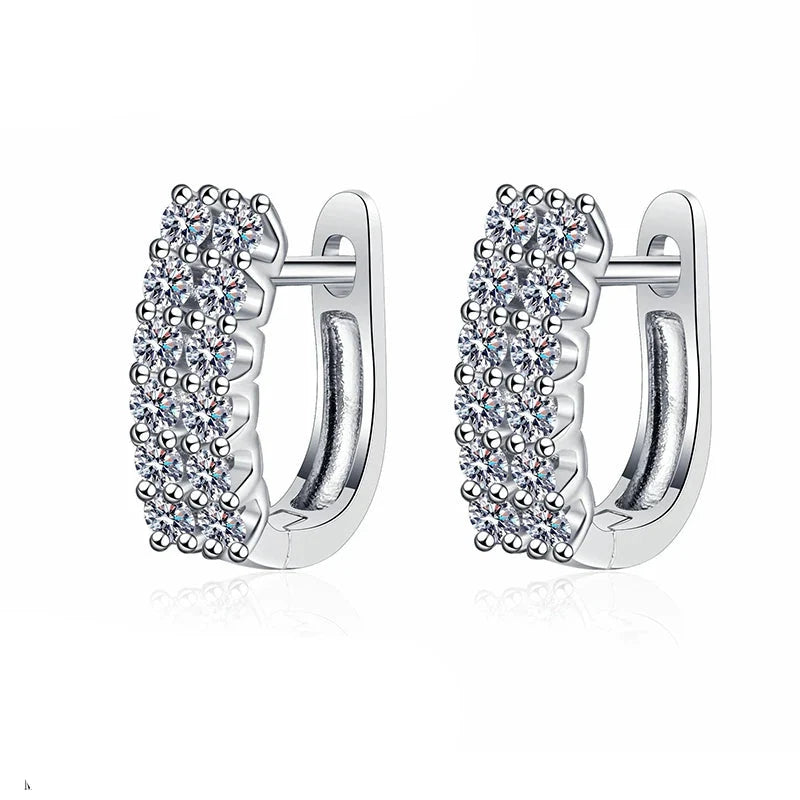 Pavé Moissanite Huggie Hoop Earrings in Sterling Silver