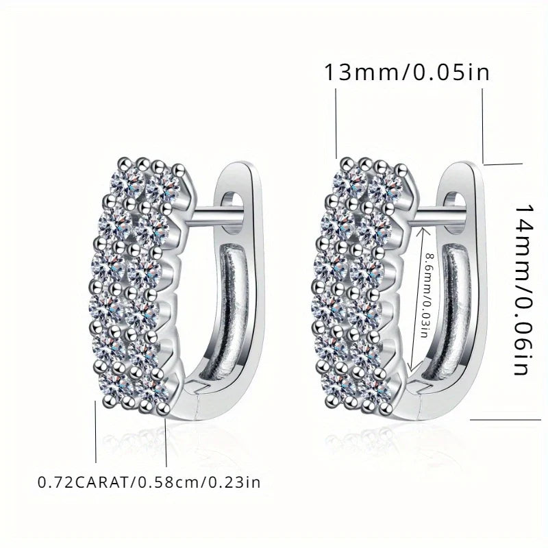 Pavé Moissanite Huggie Hoop Earrings in Sterling Silver