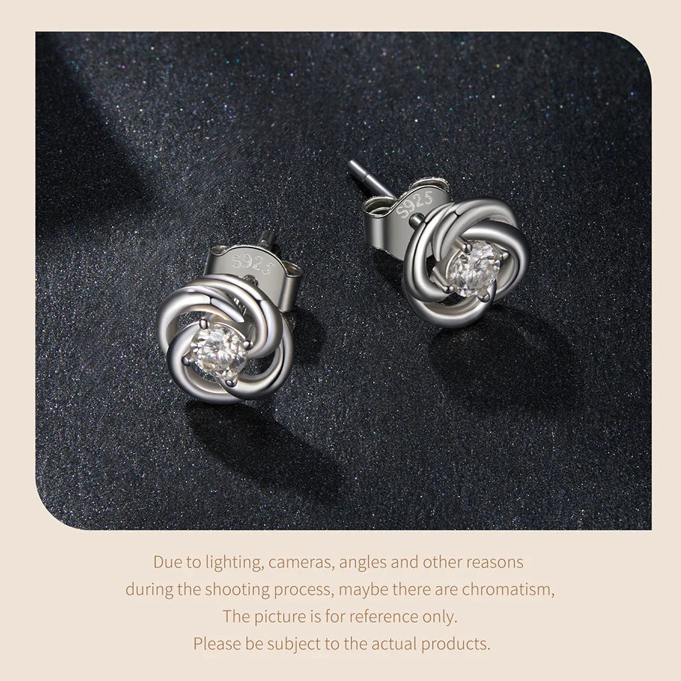 925 Sterling Silver Moissanite Four-Leaf Clover Stud Earrings Hollow Flower