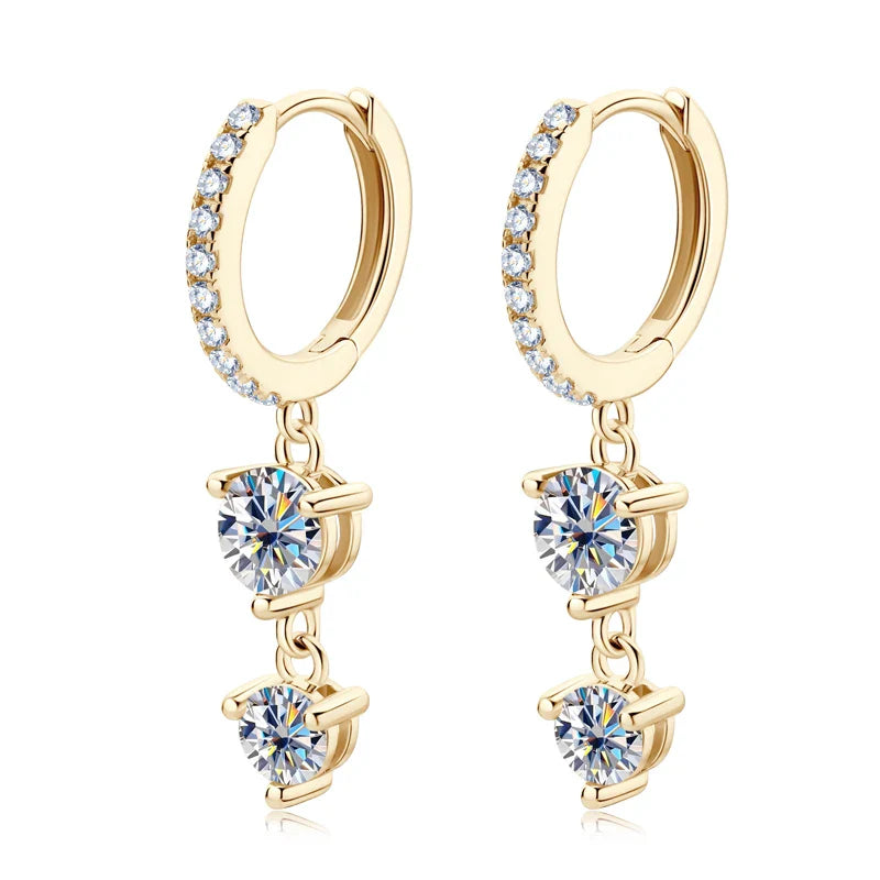 925 Sterling Silver Moissanite Hoop Dangle Earrings For Women Wedding Party