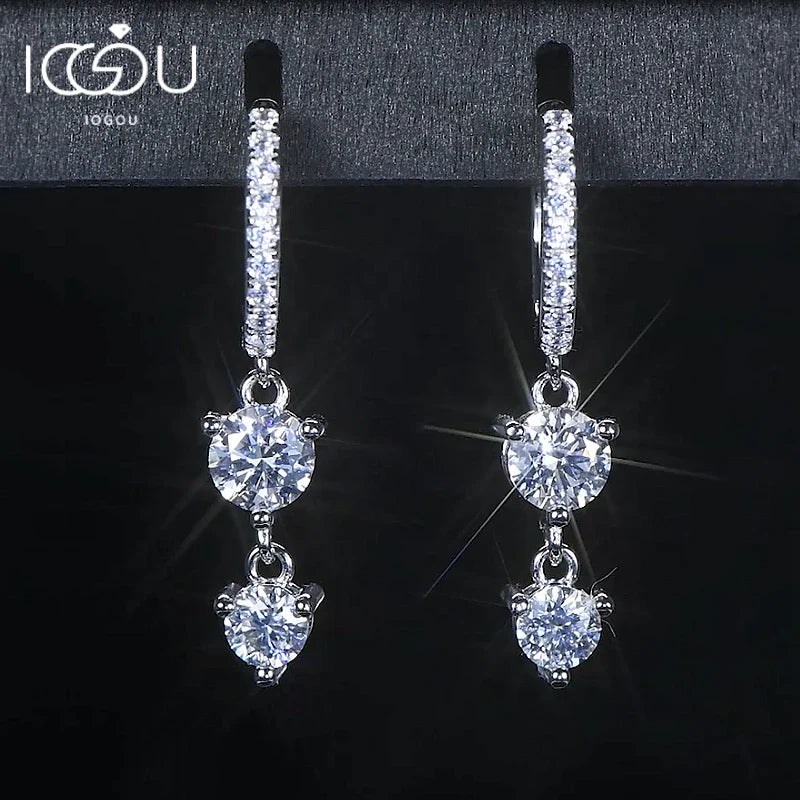 925 Sterling Silver Moissanite Hoop Dangle Earrings For Women Wedding Party