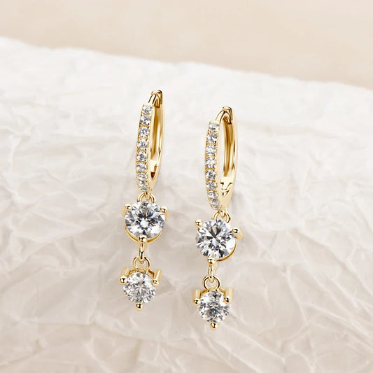 925 Sterling Silver Moissanite Hoop Dangle Earrings For Women Wedding Party