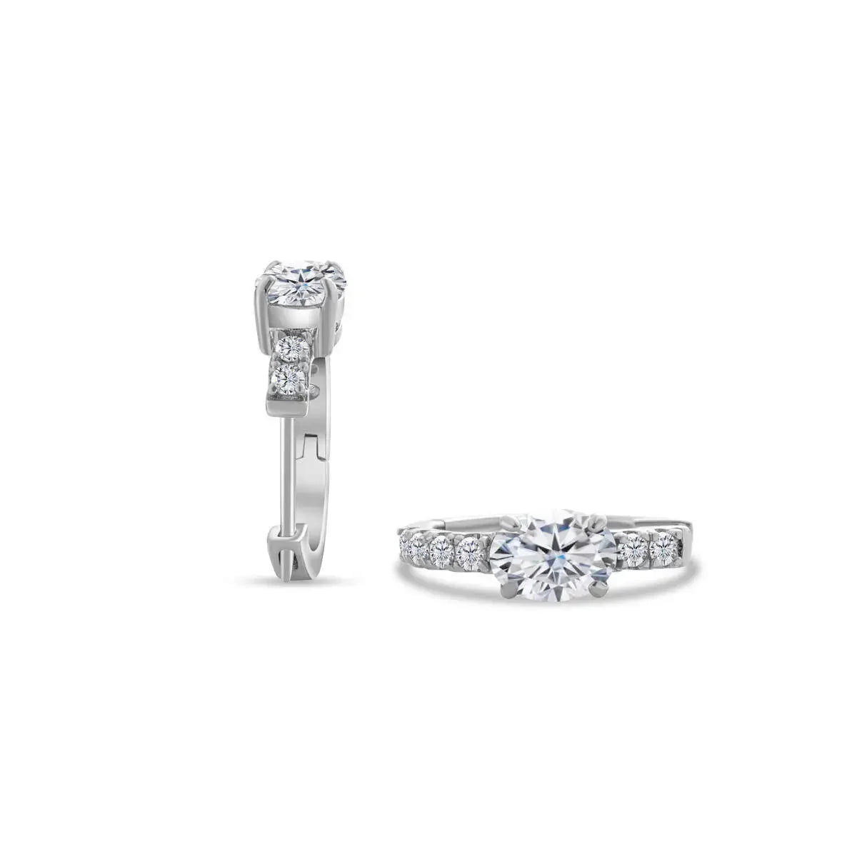 925 Sterling Silver Moissanite 1 Ct Oval Stud Earrings For Women GIA