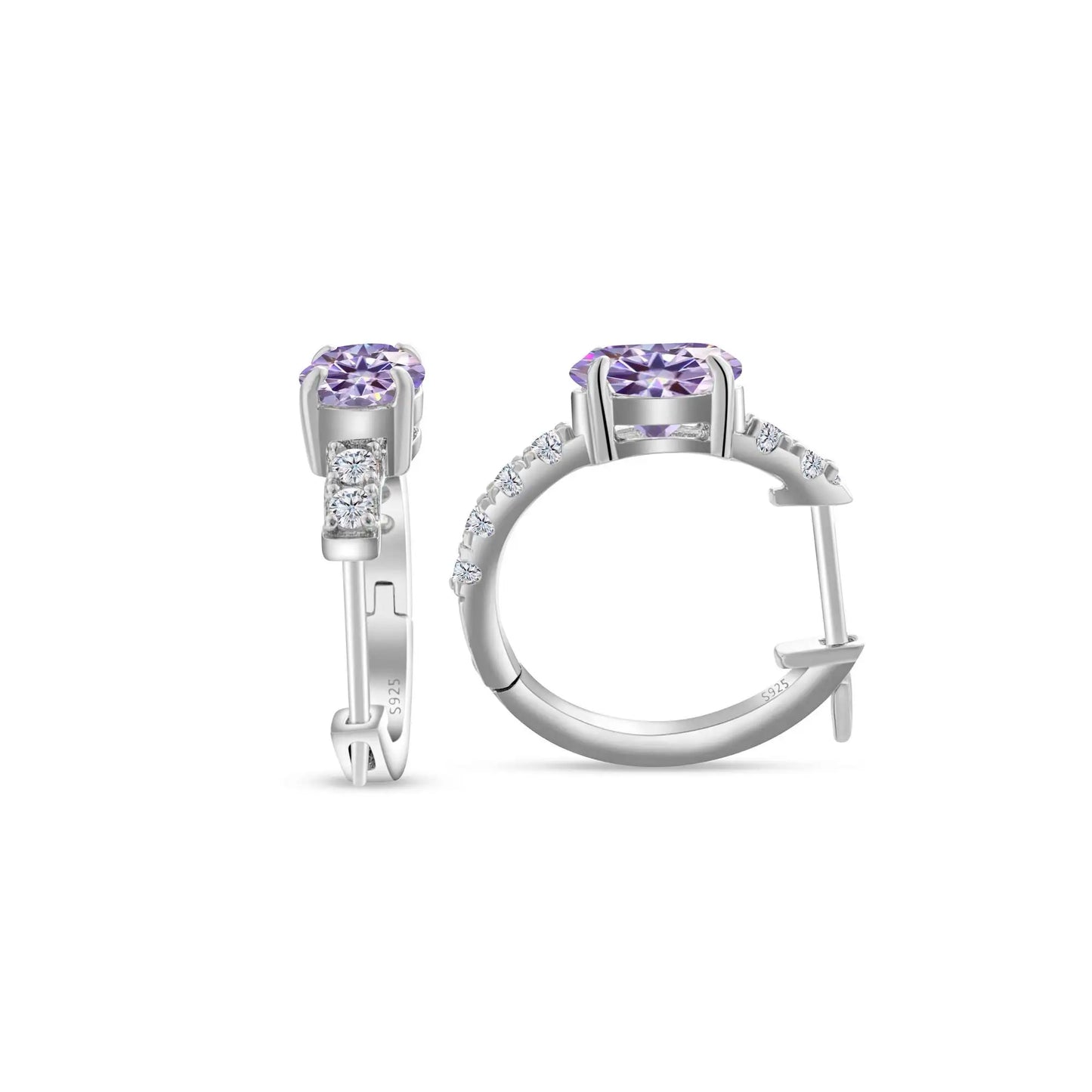 925 Sterling Silver Moissanite 1 Ct Oval Stud Earrings For Women GIA