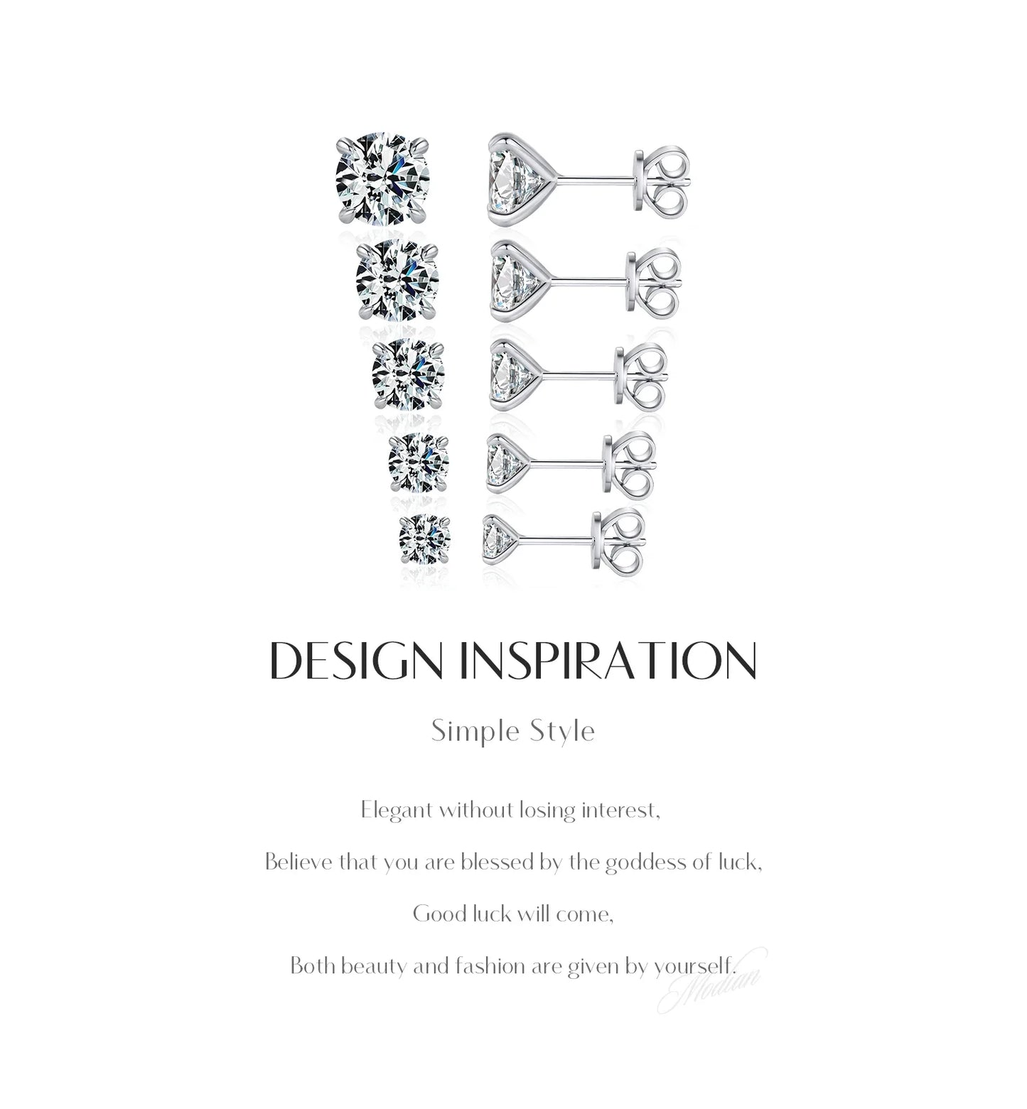 925 Sterling Silver Moissanite Round Stud Earrings D Color Sparkling