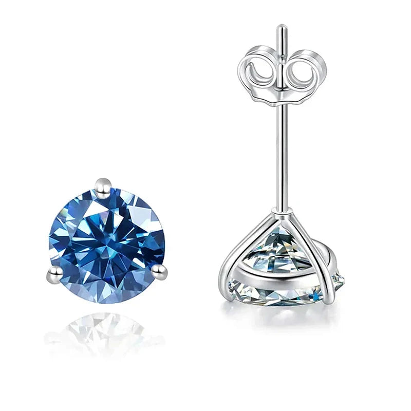 925 Sterling Silver Moissanite Stud Earrings 0.5CT 1CT Women Classic