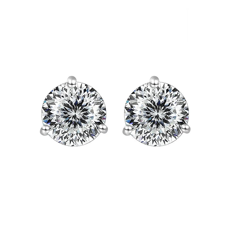 925 Sterling Silver Moissanite Stud Earrings 0.5CT 1CT Women Classic
