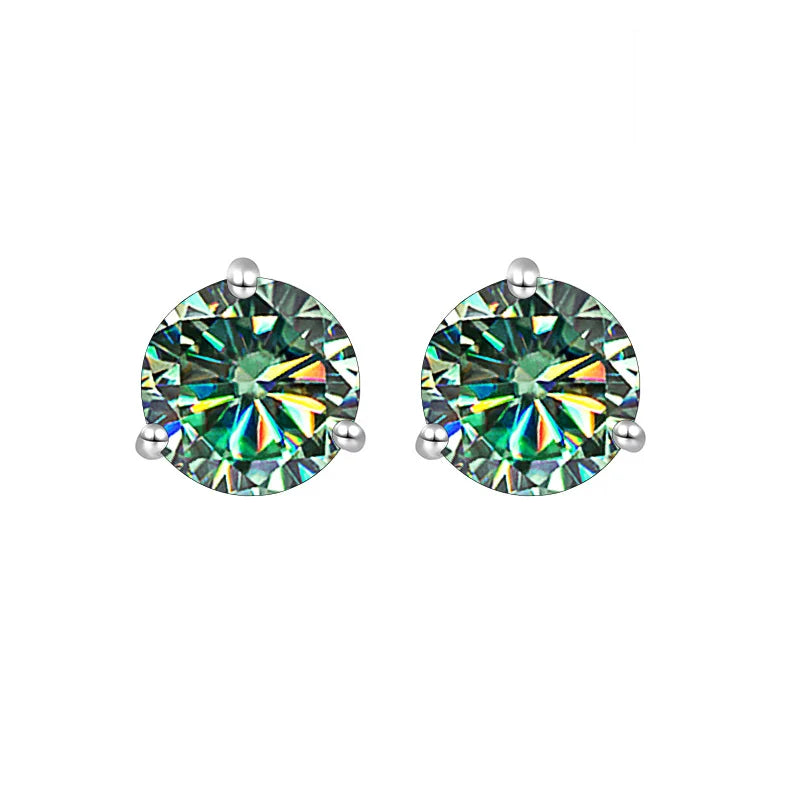 925 Sterling Silver Moissanite Stud Earrings 0.5CT 1CT Women Classic