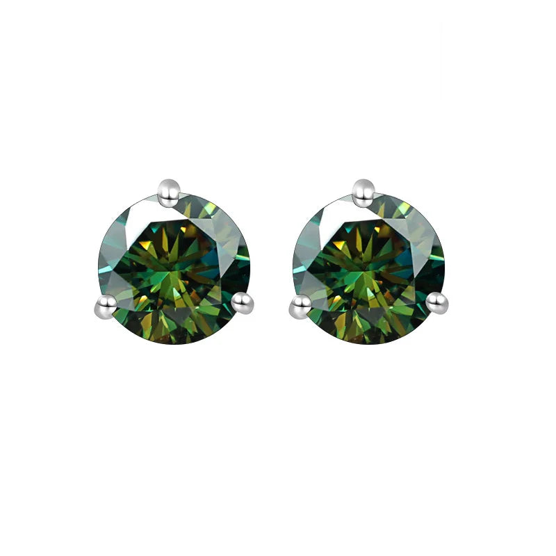 925 Sterling Silver Moissanite Stud Earrings 0.5CT 1CT Women Classic