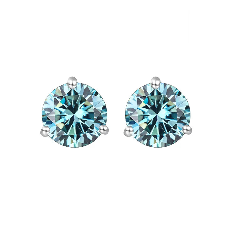 925 Sterling Silver Moissanite Stud Earrings 0.5CT 1CT Women Classic