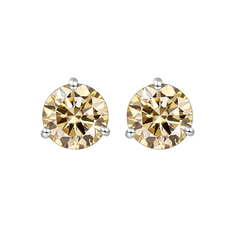925 Sterling Silver Moissanite Stud Earrings 0.5CT 1CT Women Classic
