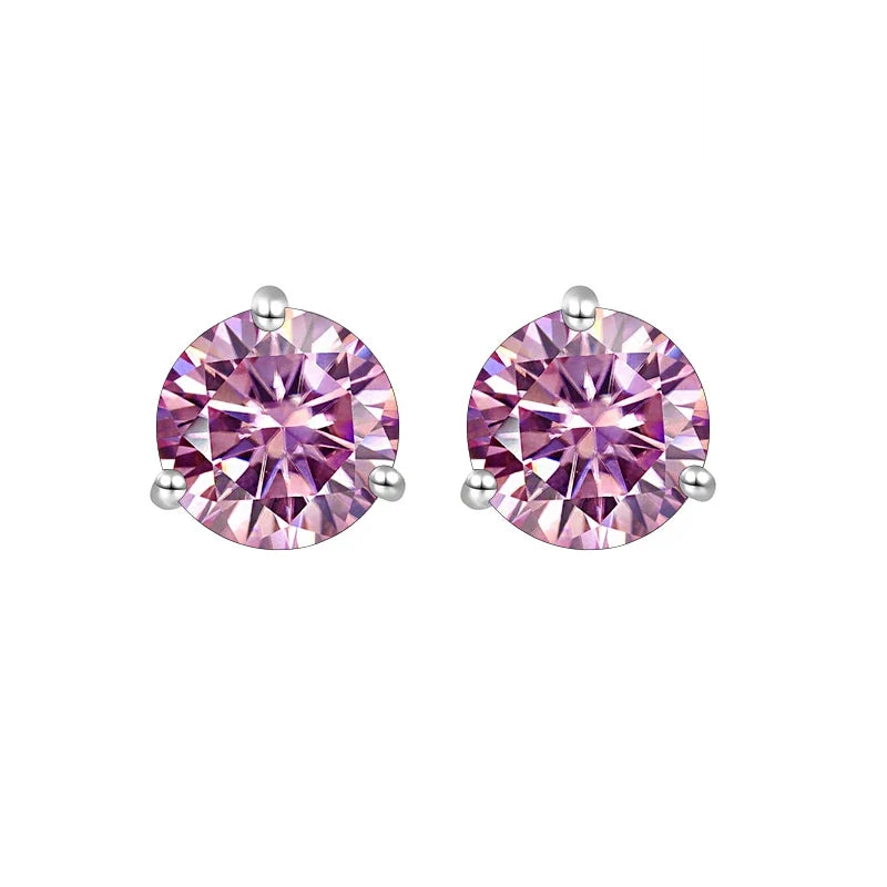 925 Sterling Silver Moissanite Stud Earrings 0.5CT 1CT Women Classic