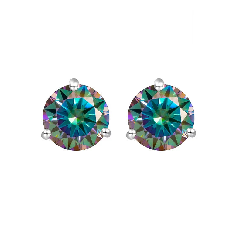 925 Sterling Silver Moissanite Stud Earrings 0.5CT 1CT Women Classic