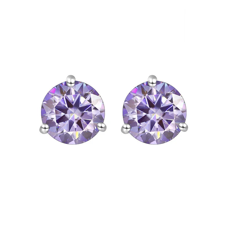 925 Sterling Silver Moissanite Stud Earrings 0.5CT 1CT Women Classic