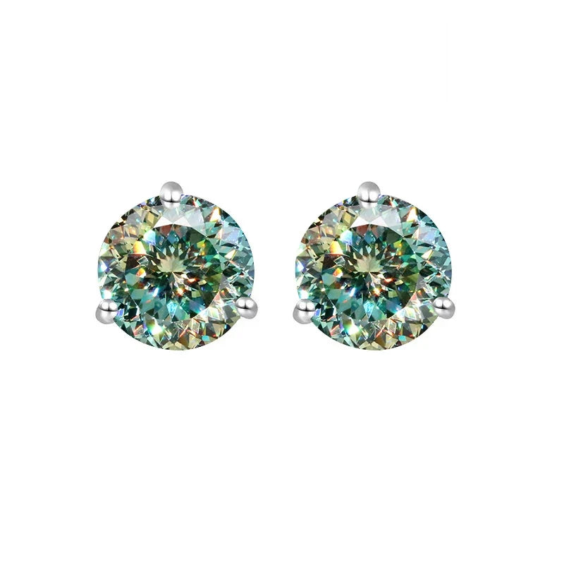 925 Sterling Silver Moissanite Stud Earrings 0.5CT 1CT Women Classic
