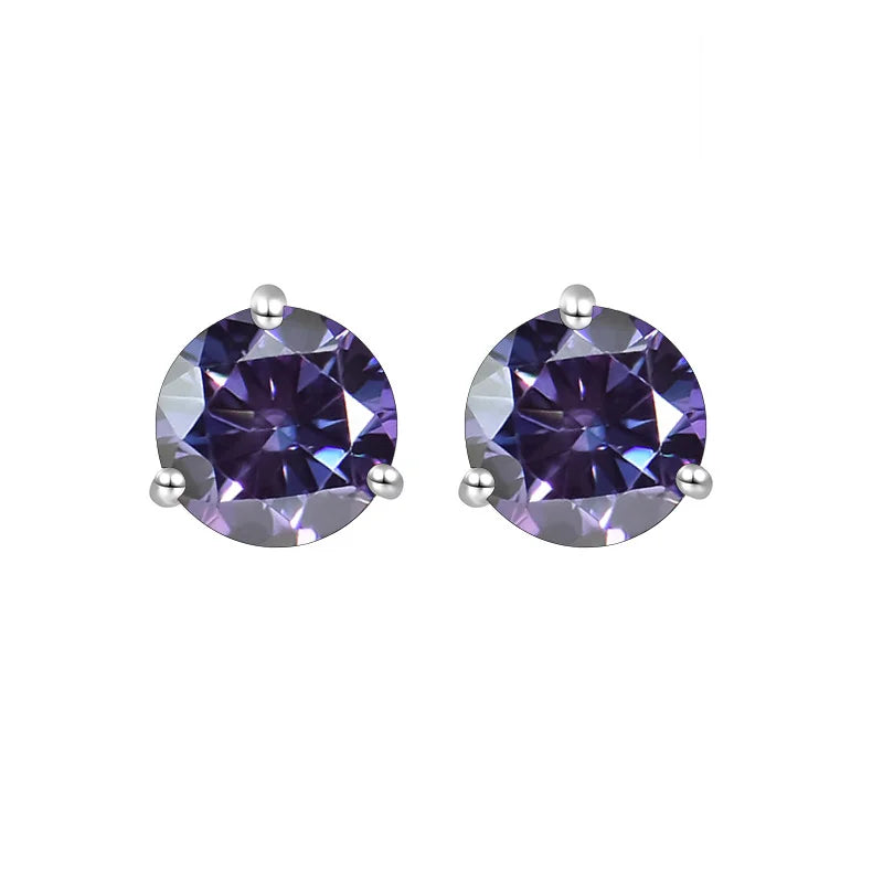 925 Sterling Silver Moissanite Stud Earrings 0.5CT 1CT Women Classic