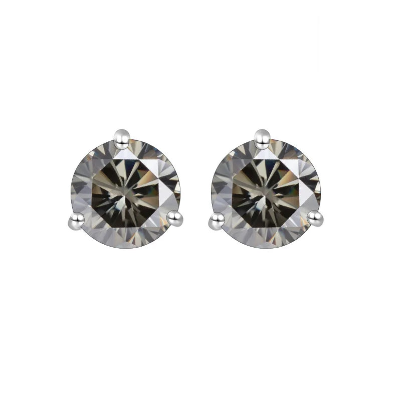 925 Sterling Silver Moissanite Stud Earrings 0.5CT 1CT Women Classic