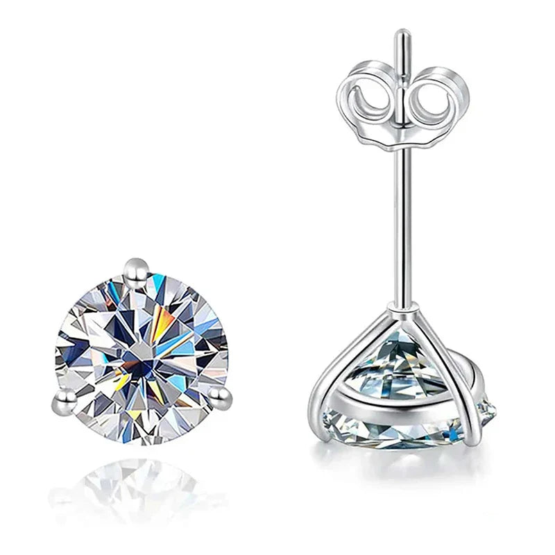 925 Sterling Silver Moissanite Stud Earrings 0.5CT 1CT Women Classic