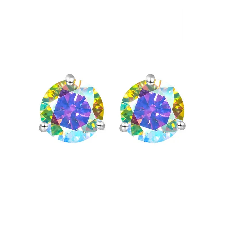 925 Sterling Silver Moissanite Stud Earrings 0.5CT 1CT Women Classic