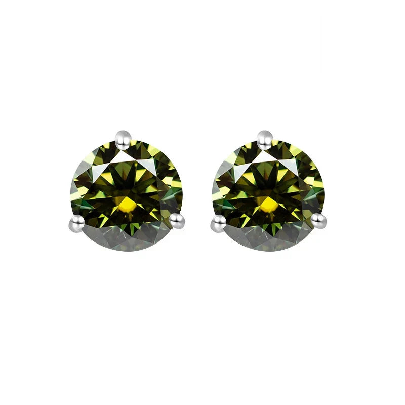 925 Sterling Silver Moissanite Stud Earrings 0.5CT 1CT Women Classic