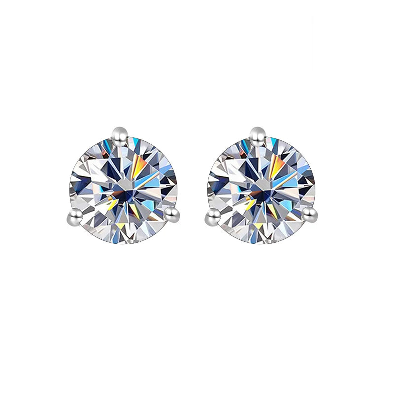 925 Sterling Silver Moissanite Stud Earrings 0.5CT 1CT Women Classic
