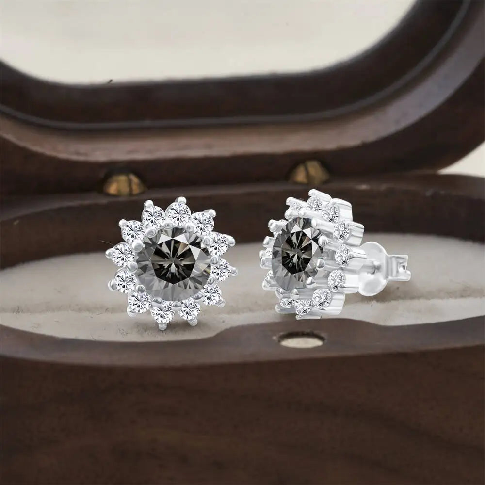 925 Sterling Silver Moissanite Stud Earrings With 1ct Moissanite Pendant