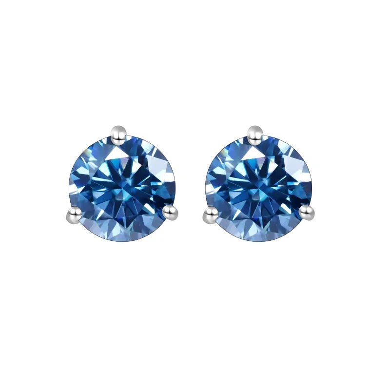 925 Sterling Silver Moissanite Stud Earrings 0.5CT 1CT Women Classic