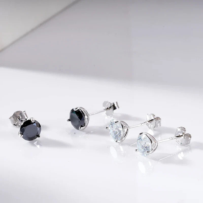 925 Sterling Silver Moissanite Stud Earrings 0.5CT 1CT Women Classic
