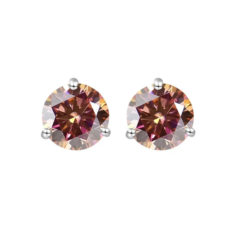 925 Sterling Silver Moissanite Stud Earrings 0.5CT 1CT Women Classic
