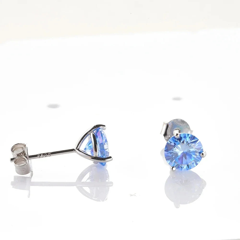 925 Sterling Silver Moissanite Stud Earrings 0.5CT 1CT Women Classic