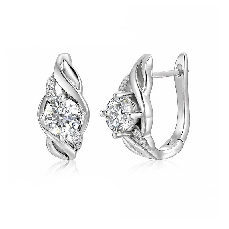 Twist-Frame Moissanite Leverback Earrings in Sterling Silver