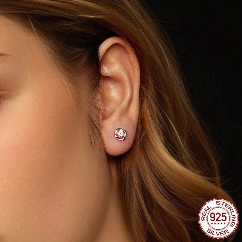 925 Sterling Silver Moissanite Four-Leaf Clover Stud Earrings Hollow Flower