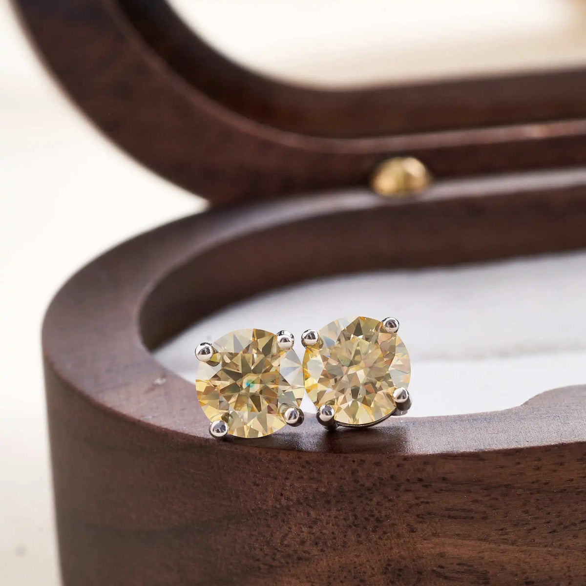 Lemon Yellow Moissanite Stud Earrings in Sterling Silver