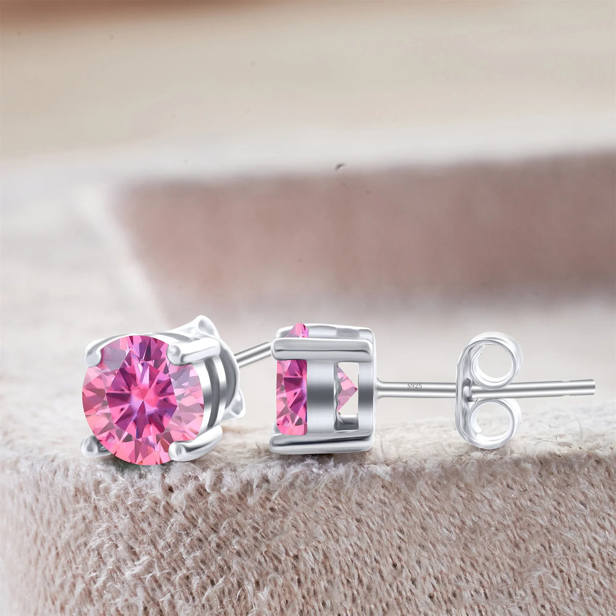 925 Sterling Silver Moissanite Stud Earrings - Round 1ctw Engagement Gift