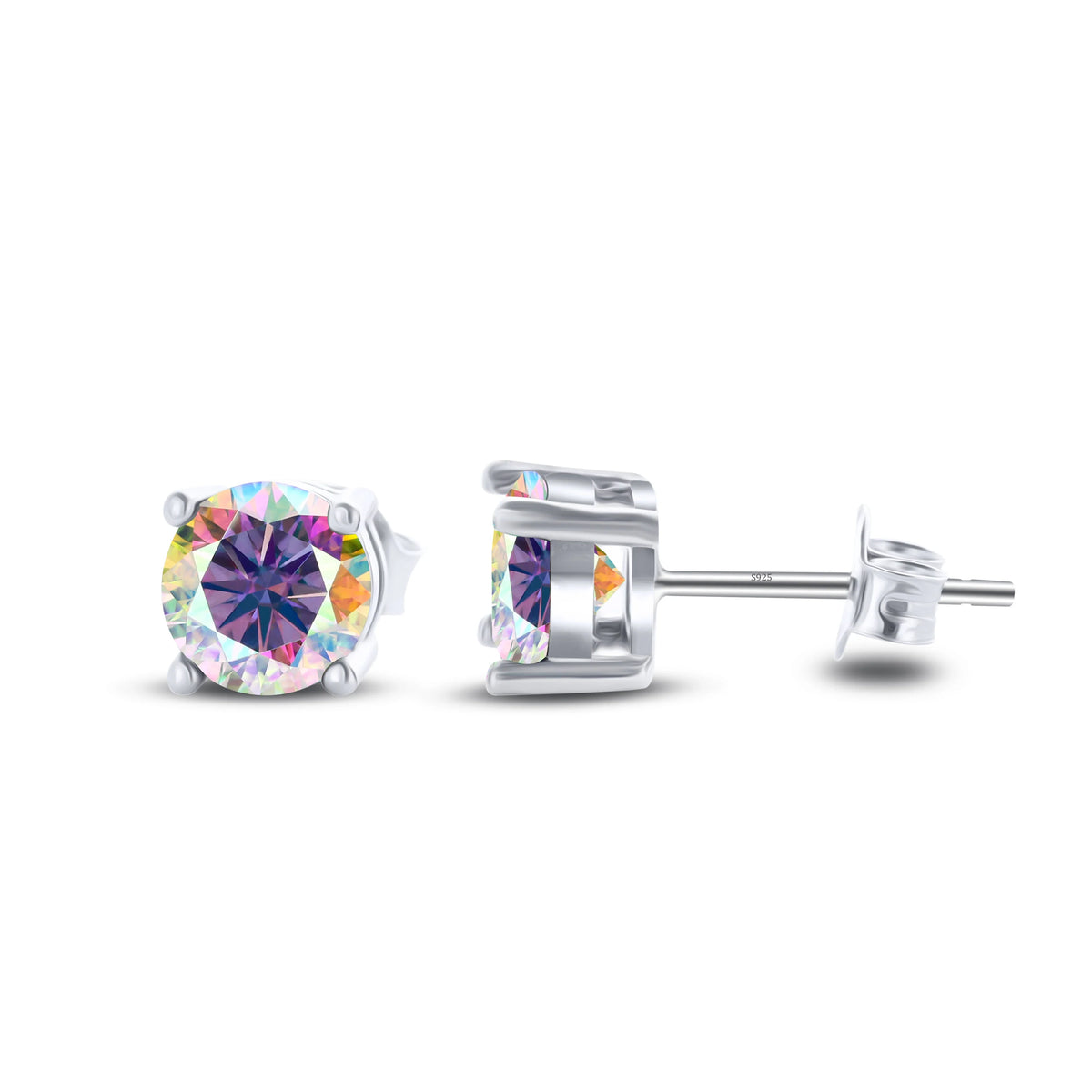 925 Sterling Silver Moissanite Stud Earrings - Round 1ctw Engagement Gift