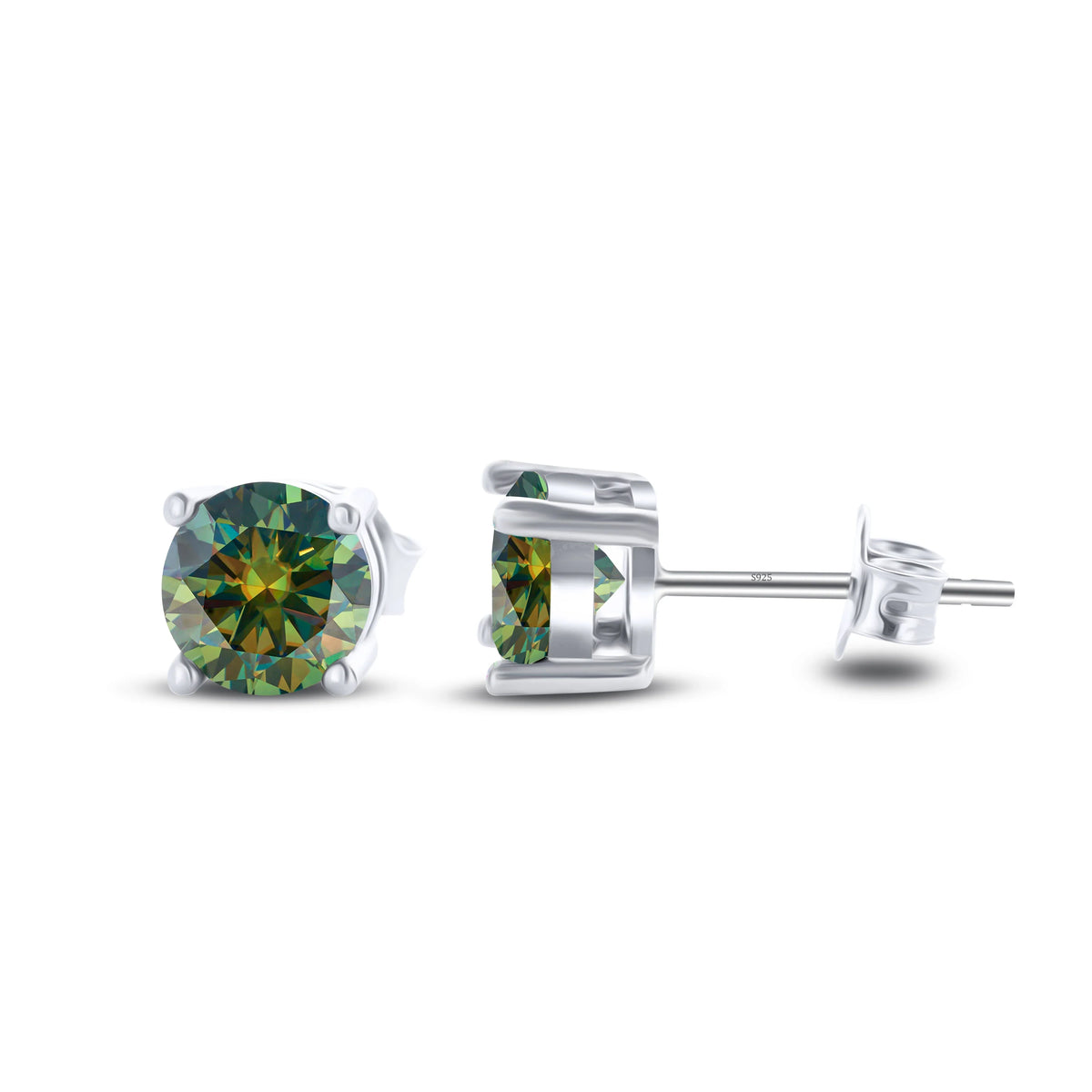 925 Sterling Silver Moissanite Stud Earrings - Round 1ctw Engagement Gift