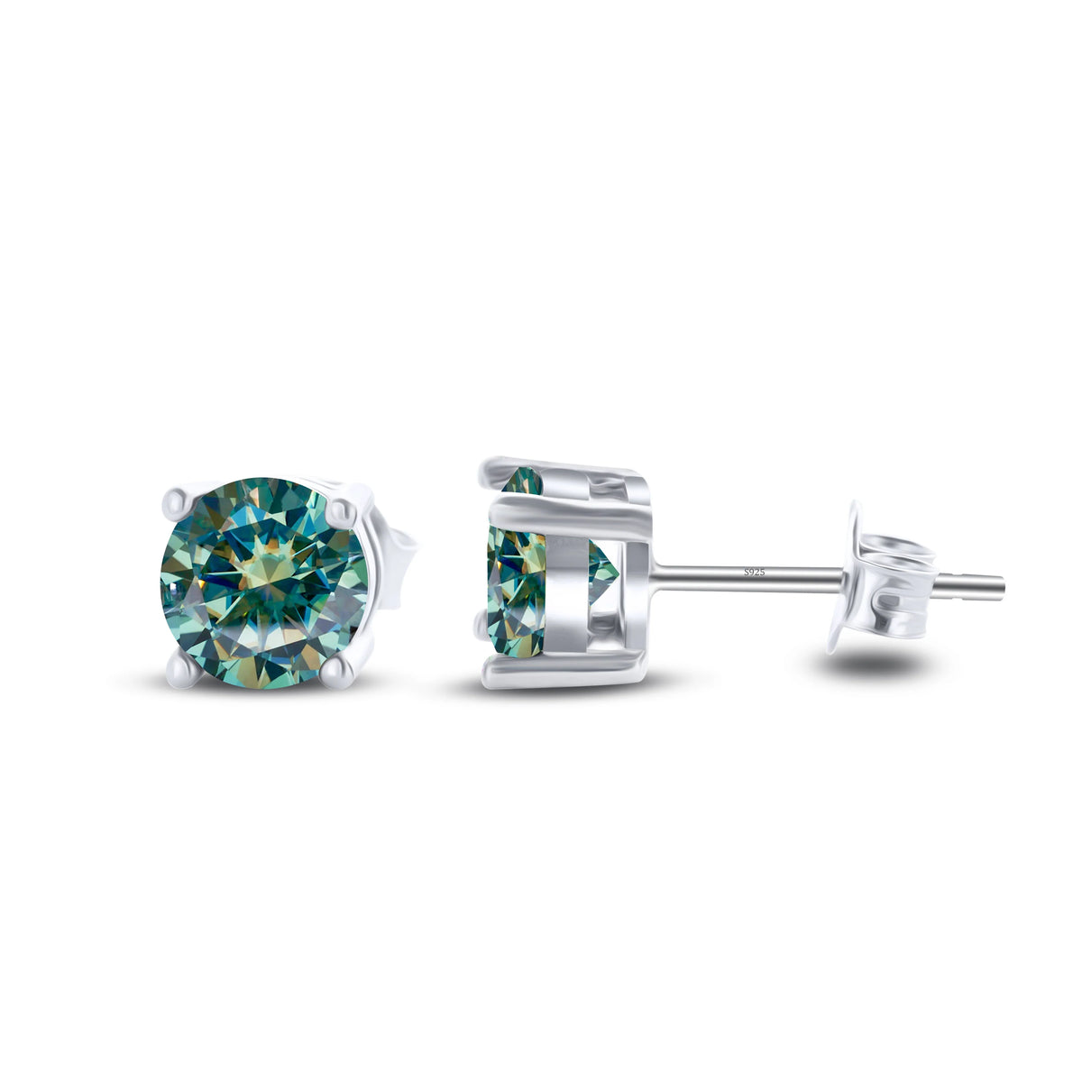 925 Sterling Silver Moissanite Stud Earrings - Round 1ctw Engagement Gift