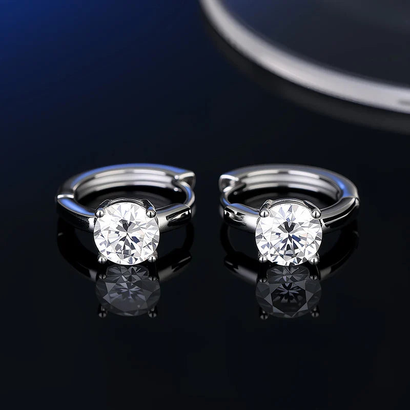 925 Sterling Silver Moissanite Stud Earrings VVS1 Cut GRA Certificate Unisex