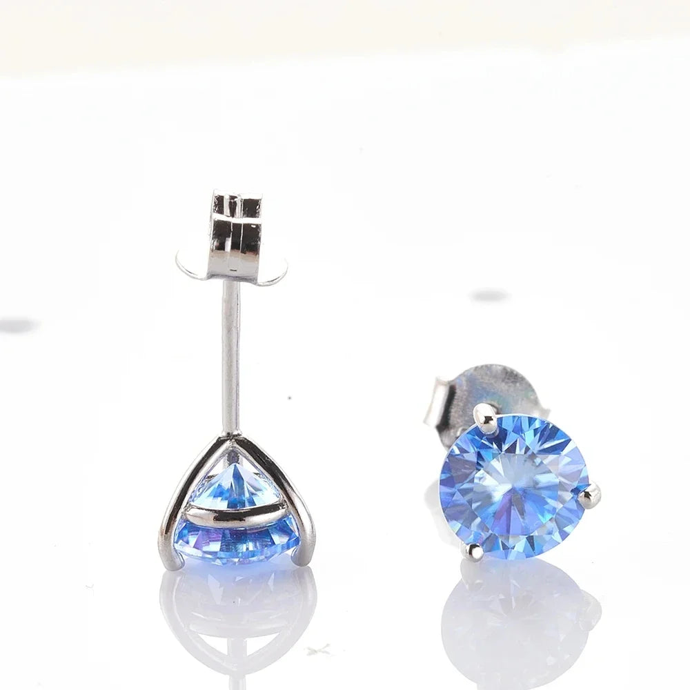 925 Sterling Silver Moissanite Stud Earrings 0.5CT 1CT Women Classic