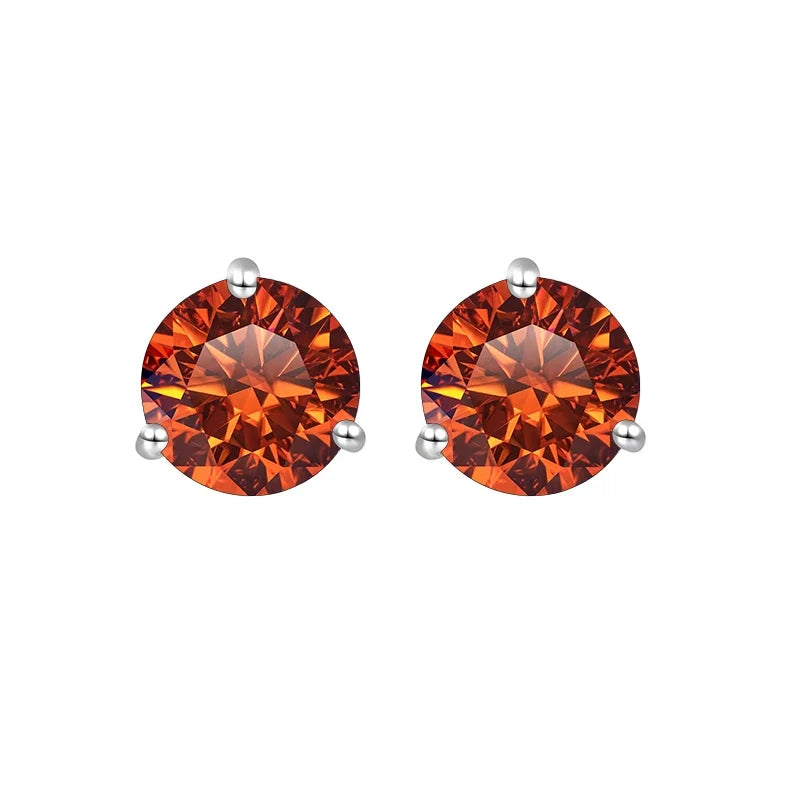 925 Sterling Silver Moissanite Stud Earrings 0.5CT 1CT Women Classic