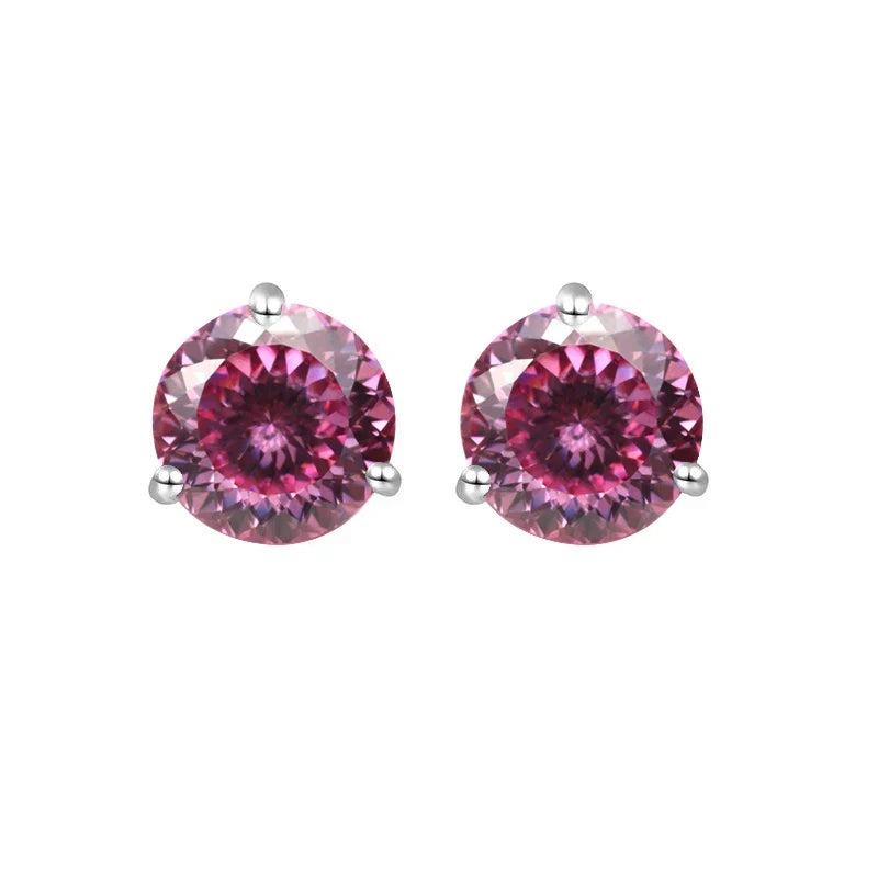 925 Sterling Silver Moissanite Stud Earrings 0.5CT 1CT Women Classic
