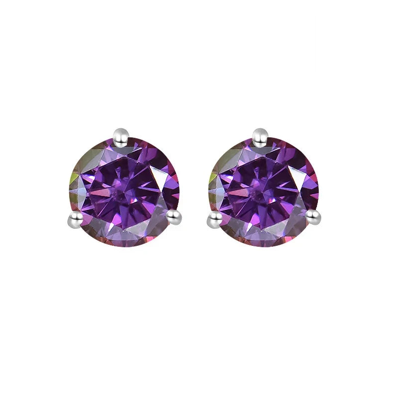 925 Sterling Silver Moissanite Stud Earrings 0.5CT 1CT Women Classic